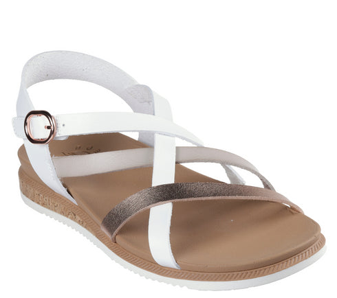 Sandale casual, dama, SKECHERS BOBS DESERT KISS LOW PEAK RANK 114709-WHT alb, textil